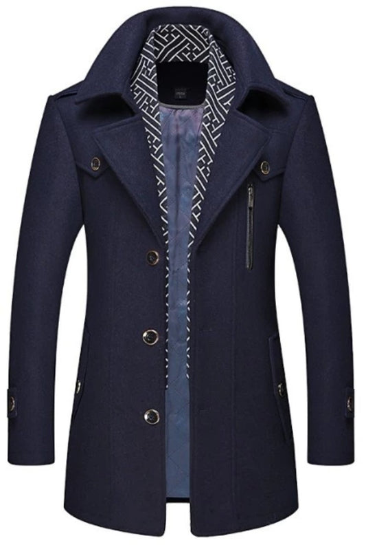 Men's Layered Collar Mid Length Stylish Coat