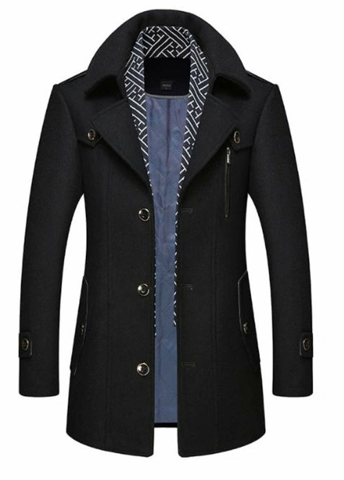 Men's Layered Collar Mid Length Stylish Coat