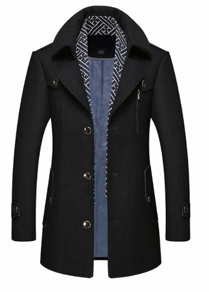 Men's Layered Collar Mid Length Stylish Coat