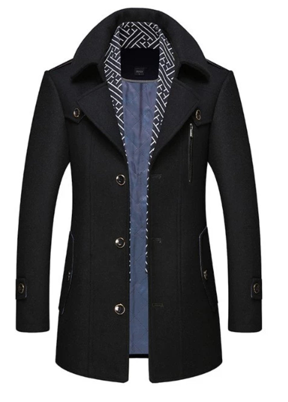 Men's Layered Collar Mid Length Stylish Coat