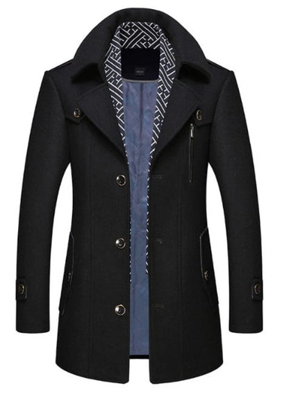 Men's Layered Collar Mid Length Stylish Coat