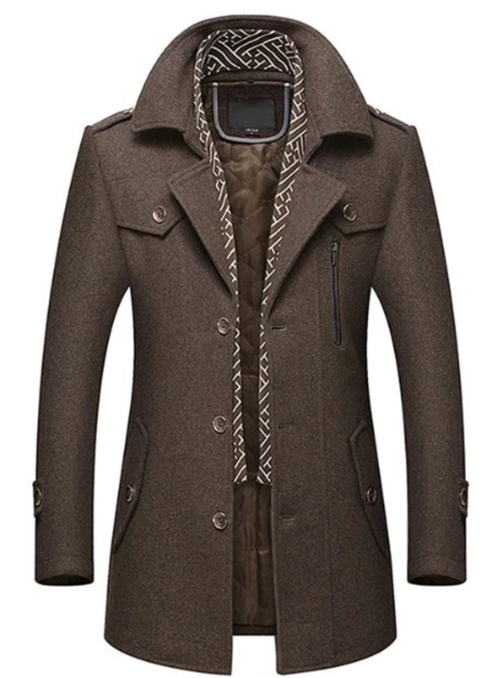 Men's Layered Collar Mid Length Stylish Coat