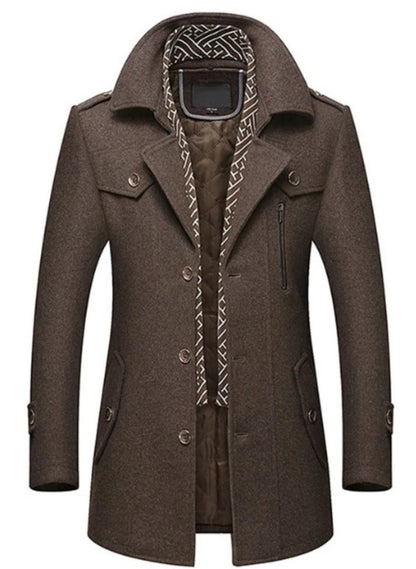 Men's Layered Collar Mid Length Stylish Coat
