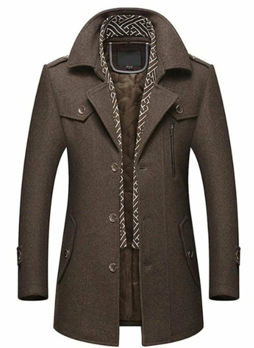 Men's Layered Collar Mid Length Stylish Coat