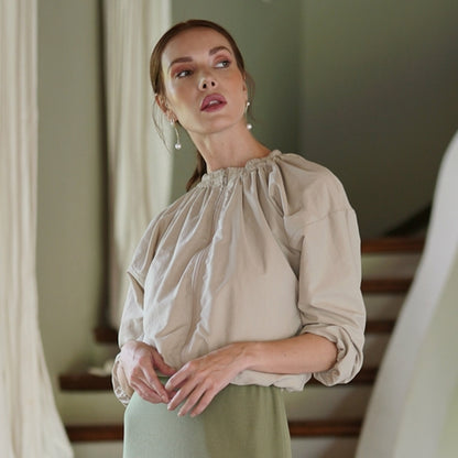 Jackets | Recycled Ruffle Jacket in Beige | LateurGo