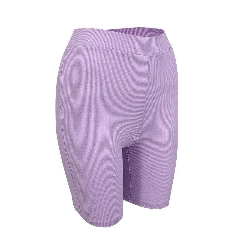 High Waist Bodycon Ribbed Biker Shorts