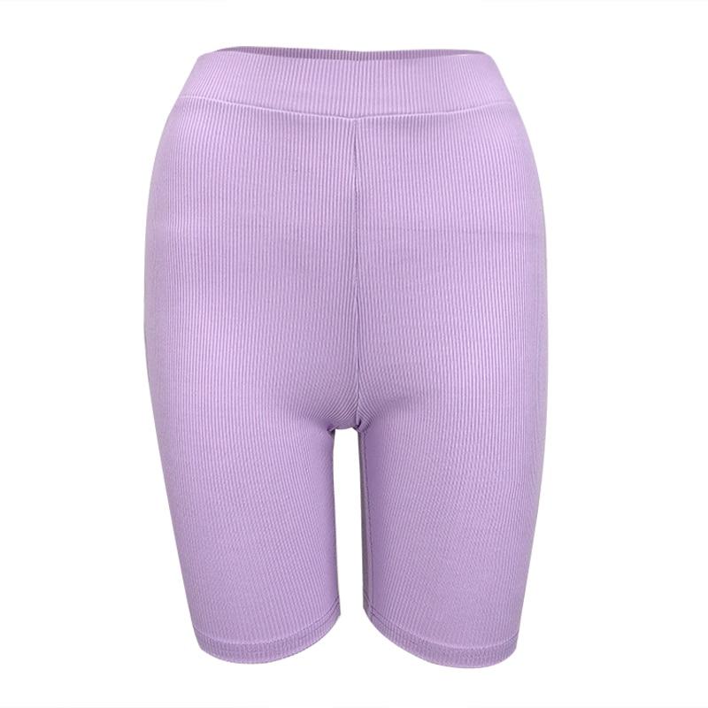 High Waist Bodycon Ribbed Biker Shorts