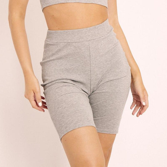 High Waist Bodycon Ribbed Biker Shorts