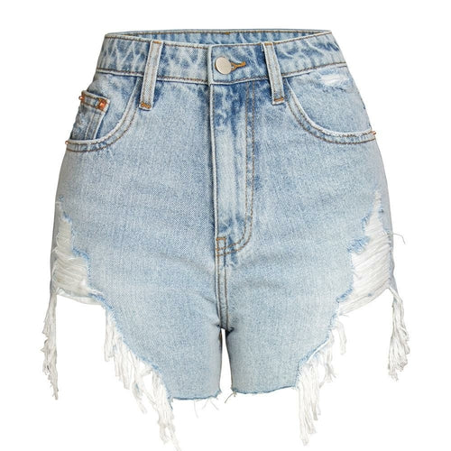 LateurGo High Waist Frayed Denim Shorts for women at great low prices