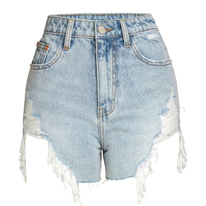LateurGo High Waist Frayed Denim Shorts for women at great low prices