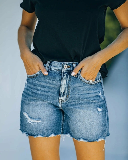 LateurGo Women's Summer Fringe Denim Shorts