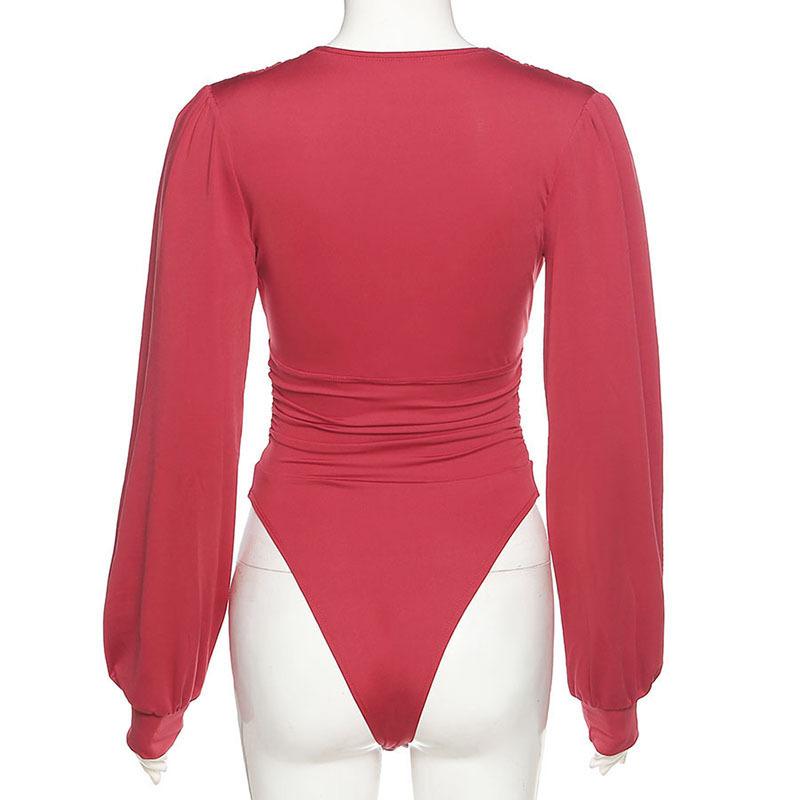 LateurGo Women's Long Sleeve V-Neck Bodysuit