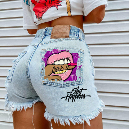 Sexy High Waist 3D Printed Jeans | Y2K Short Pants