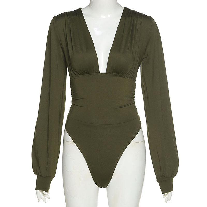 LateurGo Women's Long Sleeve V-Neck Bodysuit
