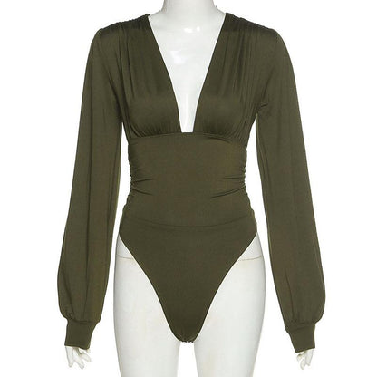LateurGo Women's Long Sleeve V-Neck Bodysuit