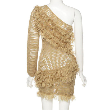 Dresses | Plaid Tassel Skirt Sexy See-Through Dress 