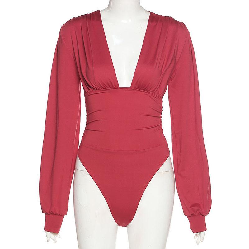 LateurGo Women's Long Sleeve V-Neck Bodysuit