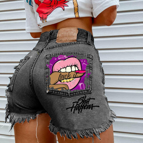 Sexy High Waist 3D Printed Jeans | Y2K Short Pants