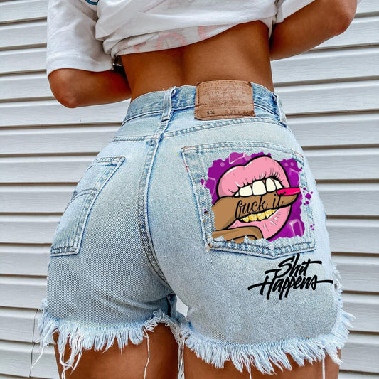 Sexy High Waist 3D Printed Jeans | Y2K Short Pants