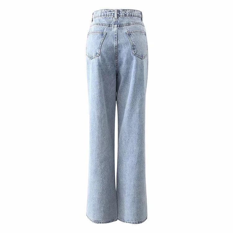 Love Heart Straight Loose Denim Jeans Pants