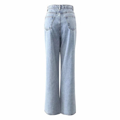 Love Heart Straight Loose Denim Jeans Pants