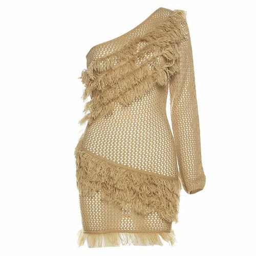 Dresses | Plaid Tassel Skirt Sexy See-Through Dress 