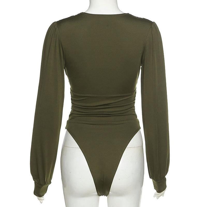 LateurGo Women's Long Sleeve V-Neck Bodysuit