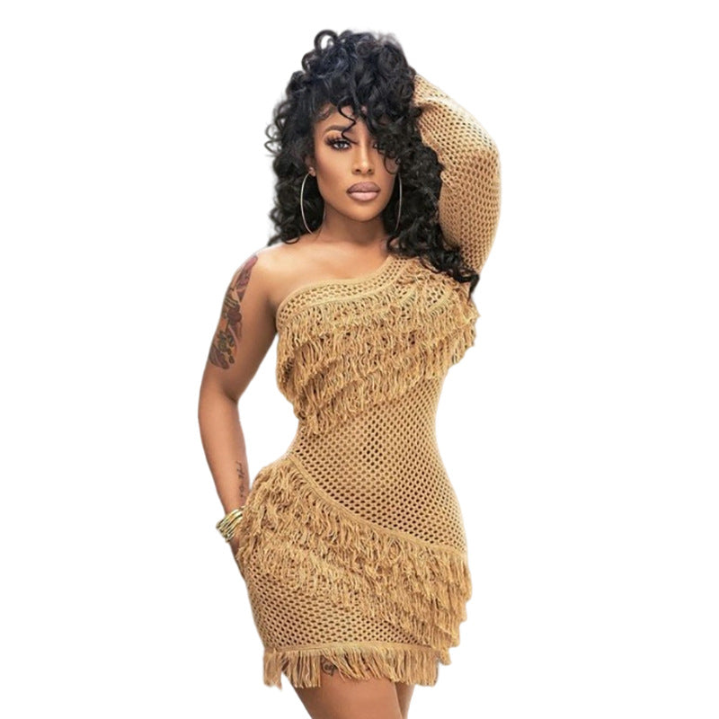 Dresses | Plaid Tassel Skirt Sexy See-Through Dress 