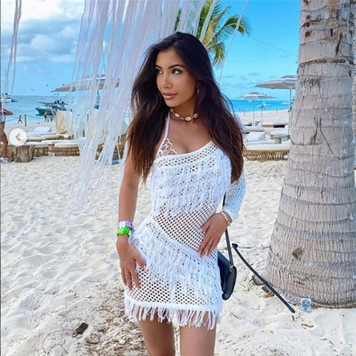 Dresses | Plaid Tassel Skirt Sexy See-Through Dress 