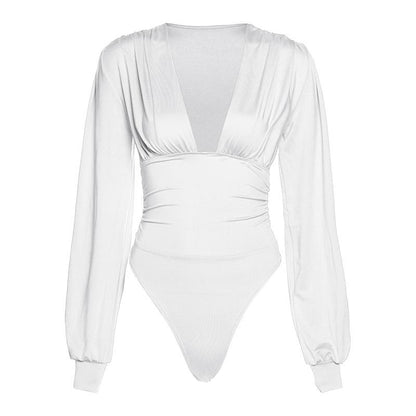 LateurGo Women's Long Sleeve V-Neck Bodysuit