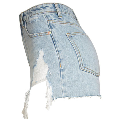 LateurGo High Waist Frayed Denim Shorts for women at great low prices