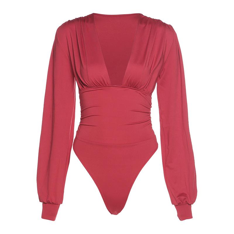 LateurGo Women's Long Sleeve V-Neck Bodysuit