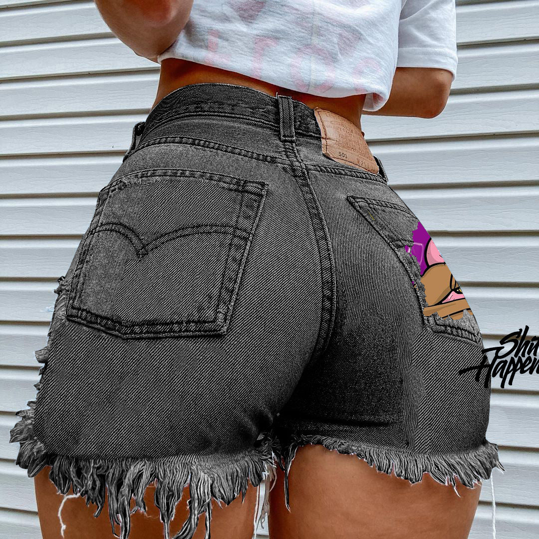 Sexy High Waist 3D Printed Jeans | Y2K Short Pants