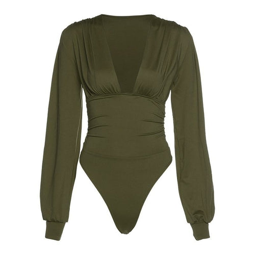 LateurGo Women's Long Sleeve V-Neck Bodysuit