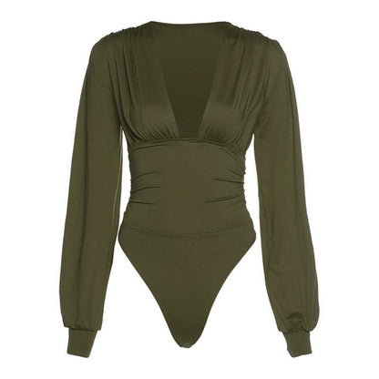 LateurGo Women's Long Sleeve V-Neck Bodysuit