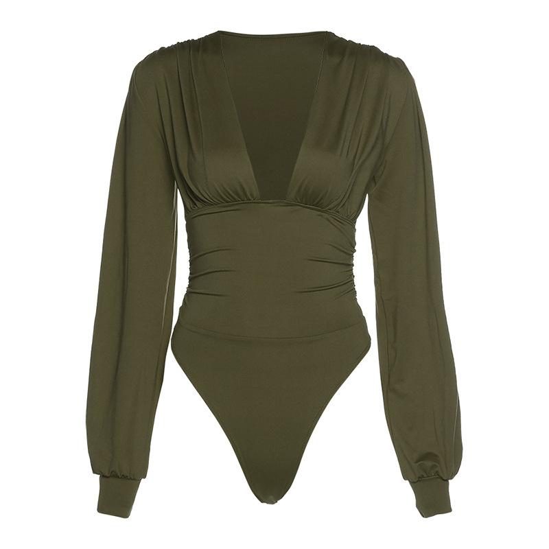 LateurGo Women's Long Sleeve V-Neck Bodysuit