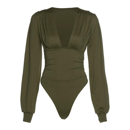 LateurGo Women's Long Sleeve V-Neck Bodysuit