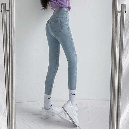 Vintage High Waist Design Skinny Pencil Jeans