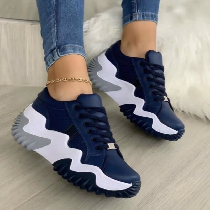 LateurGo Breathable Vulcanized Women Shoes with Casual Platform Sneakers