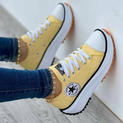 Fashion Canvas Sport Flat Lace-Up Sneakers