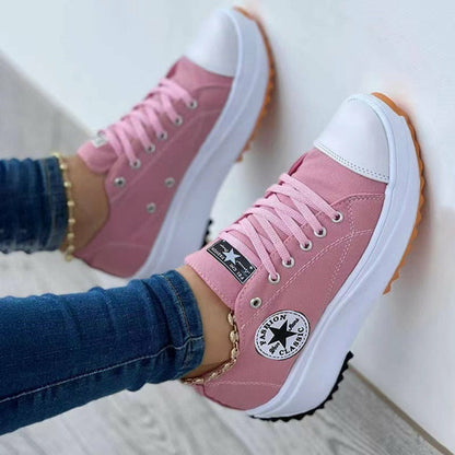 Fashion Canvas Sport Flat Lace-Up Sneakers