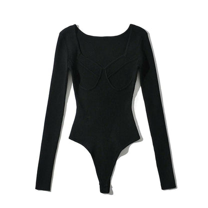 Stylish Sexy Long Sleeve Knitted Bodysuit | LateurGo