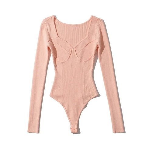 Stylish Sexy Long Sleeve Knitted Bodysuit | LateurGo