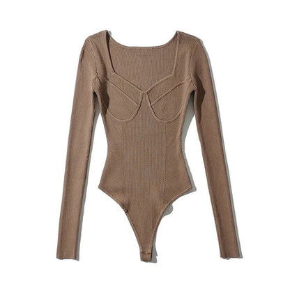 Stylish Sexy Long Sleeve Knitted Bodysuit | LateurGo