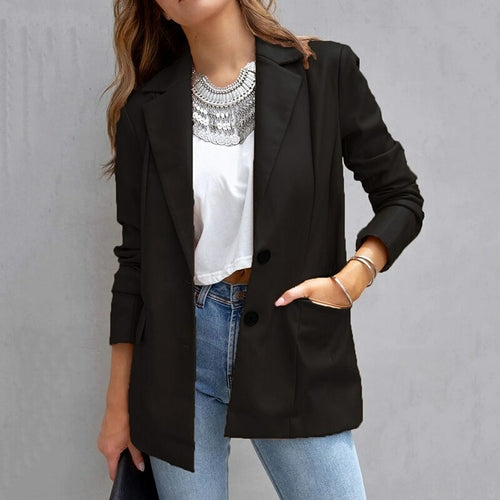 Solid Color Cardigan | Elegant Lapel Jacket for Women