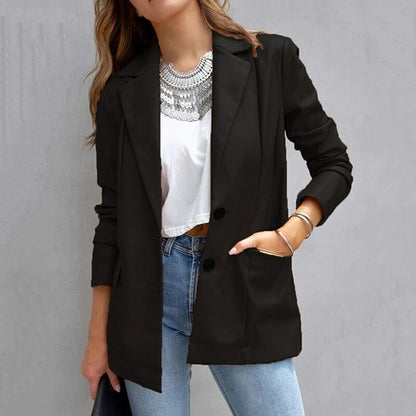 Solid Color Cardigan | Elegant Lapel Jacket for Women