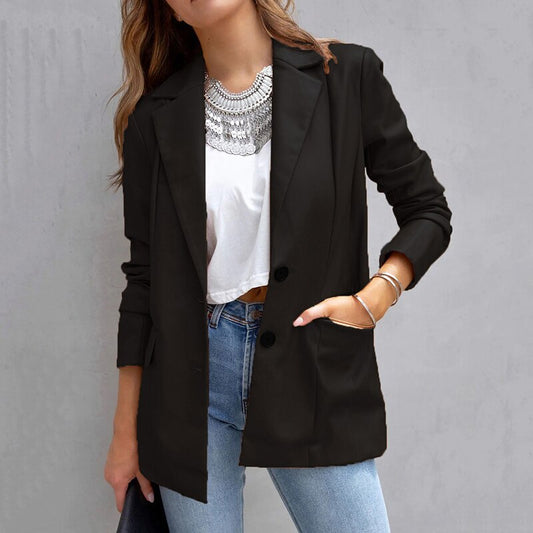 Solid Color Cardigan | Elegant Lapel Jacket for Women