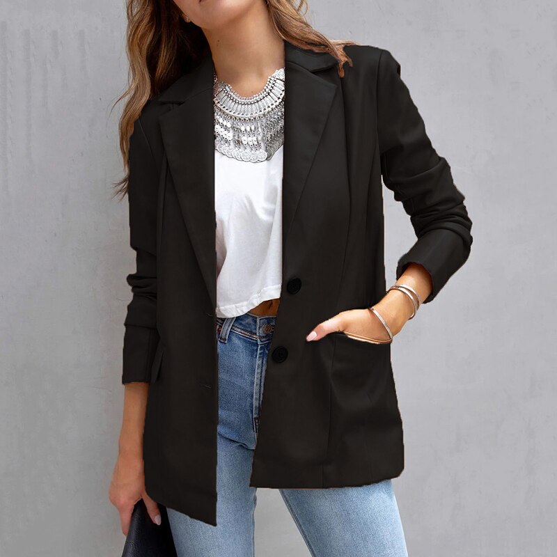 Solid Color Cardigan | Elegant Lapel Jacket for Women