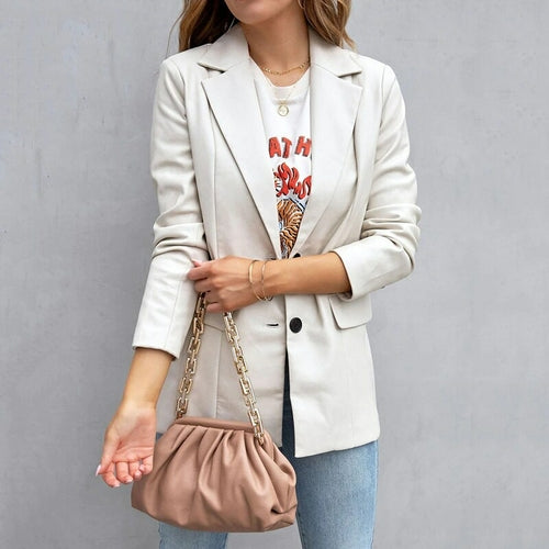 Solid Color Cardigan | Elegant Lapel Jacket for Women