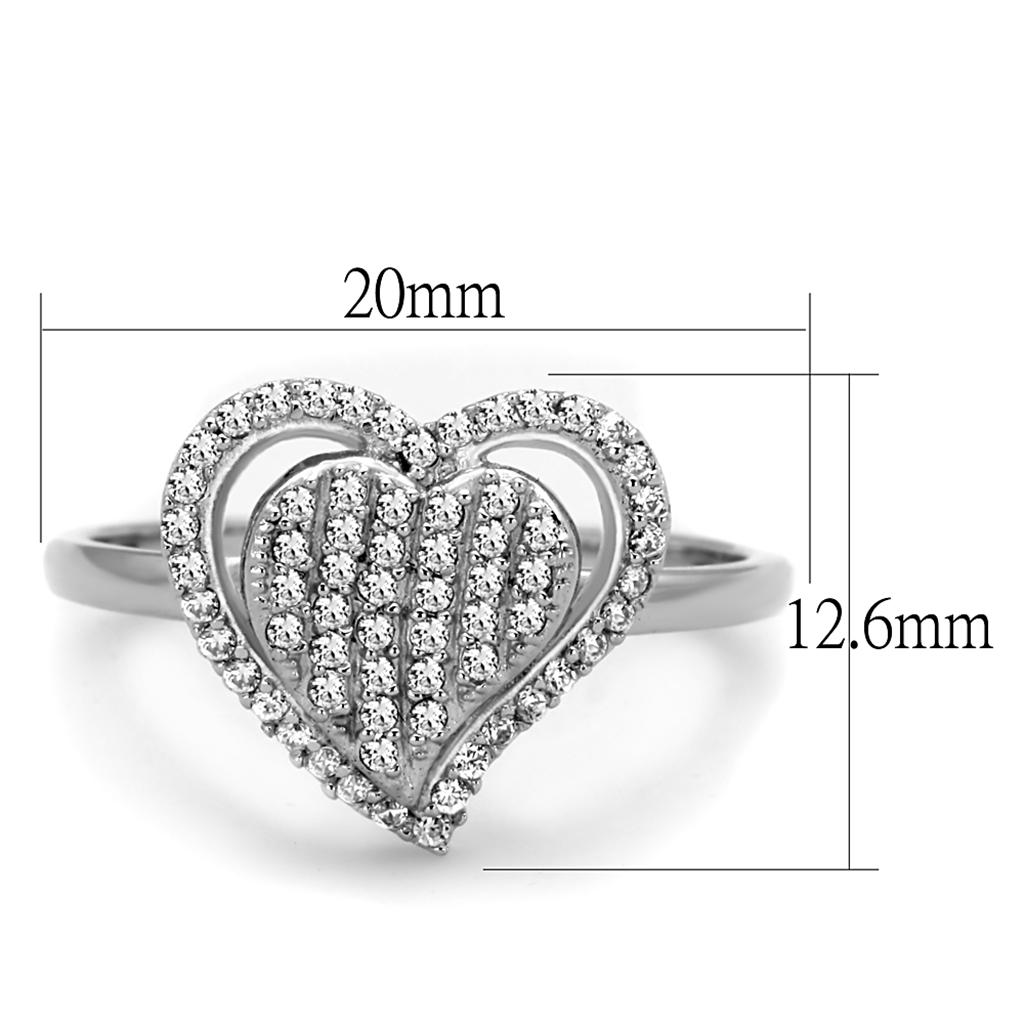  Rhodium 925 Sterling Silver Ring with AAA Grade CZ